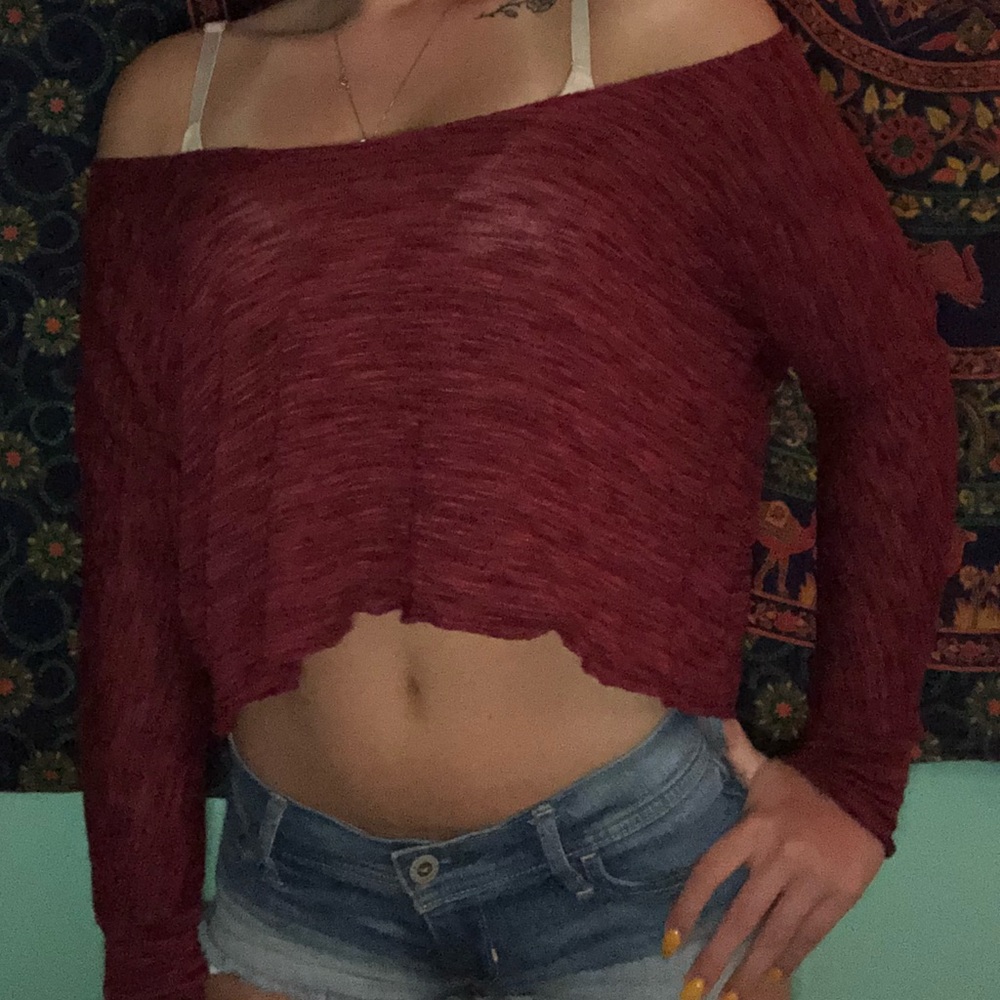 Cropped maroon long sleeve